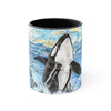 Orca Whale Vintage Map Breaching Watercolor Art Accent Coffee Mug 11Oz