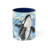 Orca Whale Vintage Map Breaching Watercolor Art Accent Coffee Mug 11Oz Navy /