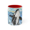 Orca Whale Vintage Map Breaching Watercolor Art Accent Coffee Mug 11Oz Red /