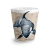 Orca Whale Vintage Map Watercolor Blue White Latte Mug 12Oz Mug