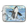Orca Whale Watercolor Vintage Map Laptop Sleeve 13