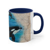 Orca Whales Beige Vintage Map Diving Art Accent Coffee Mug 11Oz
