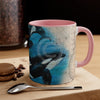 Orca Whales Beige Vintage Map Diving Art Accent Coffee Mug 11Oz