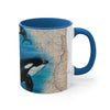 Orca Whales Beige Vintage Map Diving Art Accent Coffee Mug 11Oz