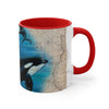 Orca Whales Beige Vintage Map Diving Art Accent Coffee Mug 11Oz