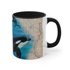 Orca Whales Beige Vintage Map Diving Art Accent Coffee Mug 11Oz