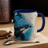 Orca Whales Beige Vintage Map Diving Art Accent Coffee Mug 11Oz