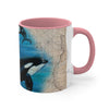 Orca Whales Beige Vintage Map Diving Art Accent Coffee Mug 11Oz