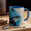 Orca Whales Beige Vintage Map Diving Art Accent Coffee Mug 11Oz Blue /