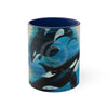 Orca Whales Beige Vintage Map Diving Art Accent Coffee Mug 11Oz Navy /