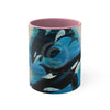 Orca Whales Beige Vintage Map Diving Art Accent Coffee Mug 11Oz Pink /