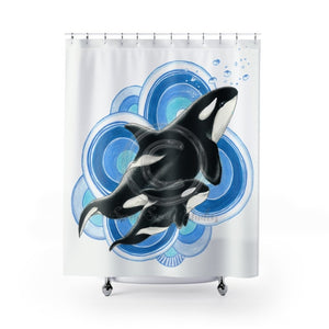 Orca Whales Blue Ii Shower Curtain 71 × 74 Home Decor
