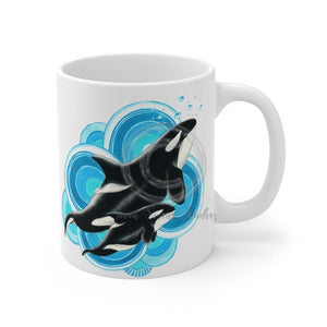 Orca Whales Blue Love Mug 11Oz