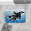 Orca Whales Blue Vintage Map Bath Mat Home Decor