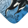 Orca Whales Blue Vintage Map Bath Mat Home Decor