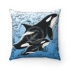 Orca Whales Blue Vintage Map Square Pillow 14 × Home Decor