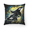 Orca Whales Blue Yellow Black Splash Pillow Home Decor