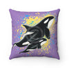 Orca Whales Blue Yellow Purple Splash Pillow 14 × Home Decor