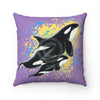 Orca Whales Blue Yellow Purple Splash Pillow Home Decor