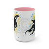 Orca Whales Blue Yellow Splash Ink Art Two-Tone Coffee Mugs 15Oz Mug