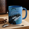 Orca Whales Diving Art Accent Coffee Mug 11Oz Blue /