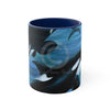 Orca Whales Diving Art Accent Coffee Mug 11Oz Navy /