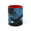 Orca Whales Diving Art Accent Coffee Mug 11Oz Red /