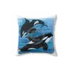 Orca Whales Diving Art Square Pillow 18 × Home Decor