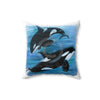 Orca Whales Diving Art Square Pillow Home Decor