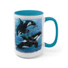 Orca Whales Diving Art Two-Tone Coffee Mugs 15Oz Mug