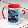 Orca Whales Diving Art Two-Tone Coffee Mugs 15Oz Mug