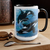 Orca Whales Diving Art Two-Tone Coffee Mugs 15Oz Mug
