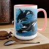 Orca Whales Diving Art Two-Tone Coffee Mugs 15Oz Mug