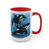 Orca Whales Diving Art Two-Tone Coffee Mugs 15Oz Mug