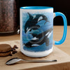 Orca Whales Diving Art Two-Tone Coffee Mugs 15Oz Mug