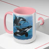 Orca Whales Diving Art Two-Tone Coffee Mugs 15Oz Mug