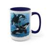 Orca Whales Diving Art Two-Tone Coffee Mugs 15Oz Mug