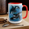 Orca Whales Diving Art Two-Tone Coffee Mugs 15Oz Mug