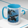 Orca Whales Diving Art Two-Tone Coffee Mugs 15Oz Mug
