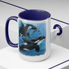 Orca Whales Diving Art Two-Tone Coffee Mugs 15Oz Mug