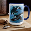 Orca Whales Diving Art Two-Tone Coffee Mugs 15Oz Mug