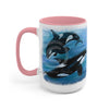 Orca Whales Diving Art Two-Tone Coffee Mugs 15Oz / Pink Mug