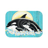 Orca Whales Family Teal Chic Bath Mat 24 × 17 Home Decor