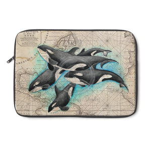 Orca Whales Family Vintage Laptop Sleeve 13