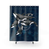 Orca Whales Family Vintage Map Indigo Shower Curtain 71X74 Home Decor