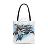 Orca Whales Family Watercolor Tote Bag Large Bags