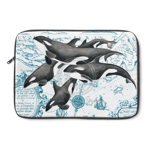 Orca Whales Family White Laptop Sleeve 13