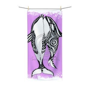 Orca Whales Love Doodle Ink Pink Watercolor Art Polycotton Towel Beach 36X72 Home Decor