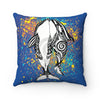 Orca Whales Love Splash Dark Blue Square Pillow Home Decor