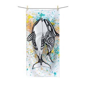 Orca Whales Love Splash White Polycotton Towel 30 × 60 Home Decor